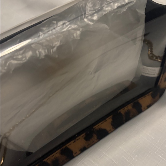 Clear Crossbody bag w/leopard print trim gold chain strap, stadium-approved - Picture 12 of 12